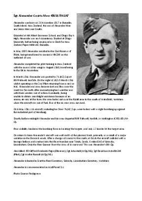 A preview of a PDF biography for Mee, Alexander Coutts